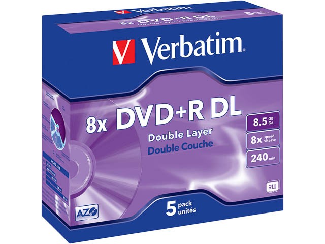 DISK DVD + R DL 8.5 GB VERBATIM (5)